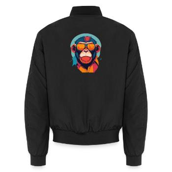 Playful Swagger: Retro Monkey T-Shirt - Unisex Bomber Jacket - black - Back - AI Model Male 185 light (185cm)