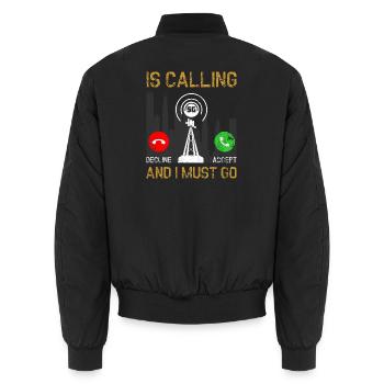 5G-Signal City-Dilemma - Unisex Bomberjacke - Schwarz - Hinten - AI Model Male 185 light (185cm)