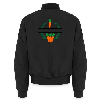 Wurzeln im Lorbeerkranz mit orangefarbenen Karotten - Unisex Bomberjacke - Schwarz - Hinten - AI Model Male 185 light (185cm)