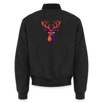 Retro Deer Revolt - Unisex Bomber Jacket - black - Back - AI Model Male 185 light (185cm)