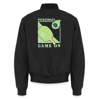 Pickleball Spieler - Unisex Bomberjacke - Schwarz - Hinten - AI Model Male 185 light (185cm)