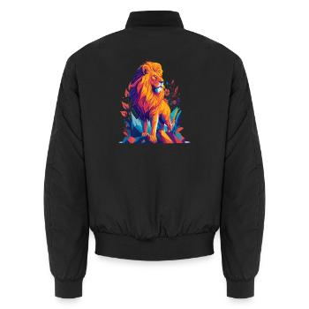 Polygone du Lion - Illustration animale colorée - Bomber unisexe - noir - Dos - AI Model Male 185 light (185cm)