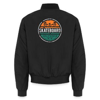 Skatebadge Venice Beach California Retro - Unisex Bomberjacke - Schwarz - Hinten - AI Model Male 185 light (185cm)
