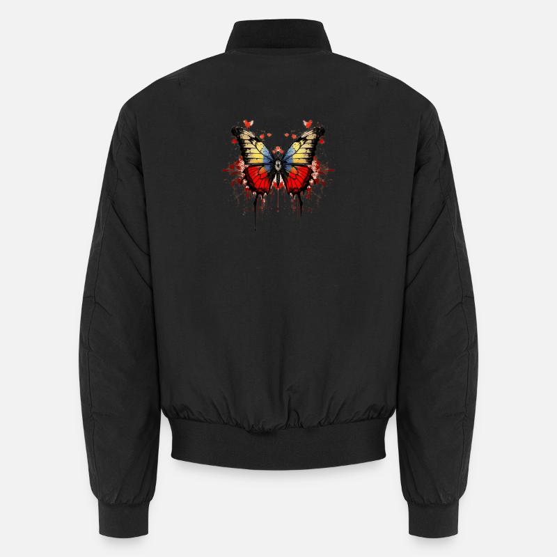 Farbenfroher Schmetterling mit Blut-Splatter-Desig - Unisex Bomberjacke - Schwarz