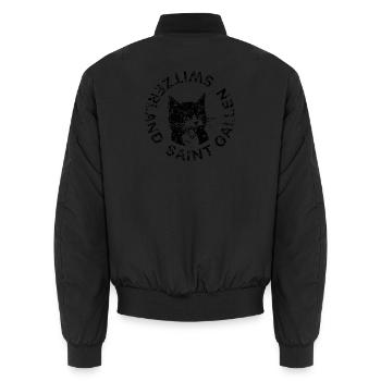 «Cat» Collection – Saint Gallen Switzerland - Unisex Bomberjacke - Schwarz - Hinten - AI Model Male 185 light (185cm)