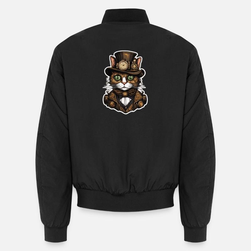 Steampunk Katze 01 Unisex Bomberjacke