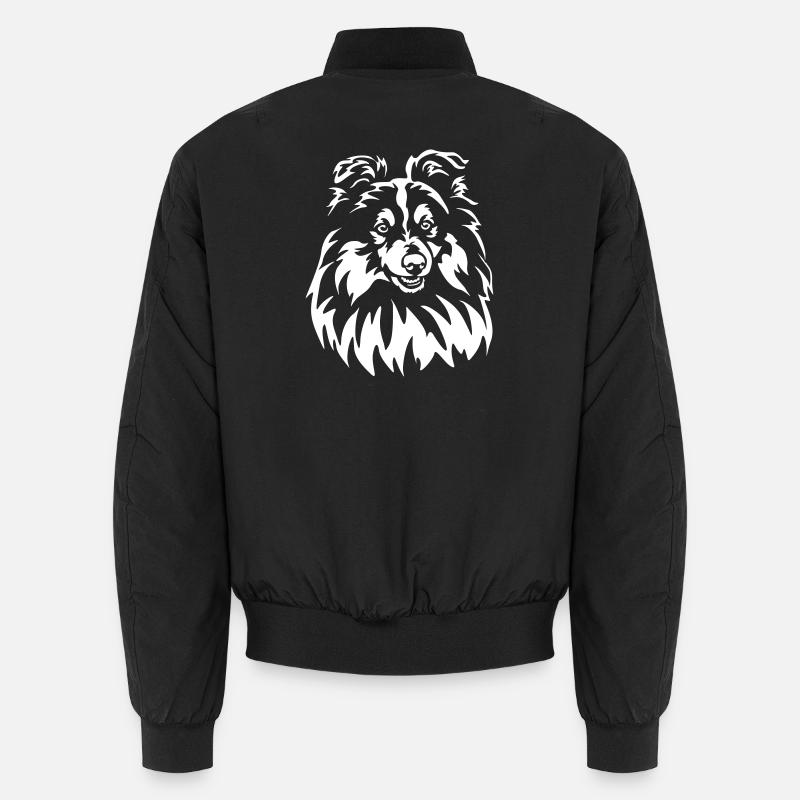 Sheltie Head "Black Edition" - Unisex Bomber Jacket - black