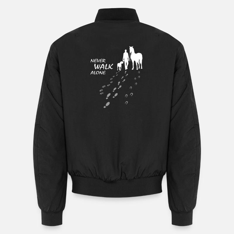 Never walk alone - Hund Pferd Reiter, Backprint Unisex Bomberjacke