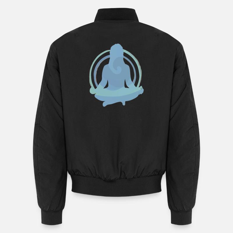 Boho Yoga Meditation Silhouette Design - Unisex Bomber Jacket - black
