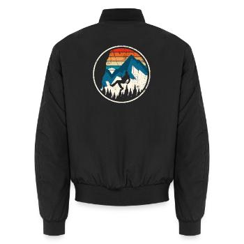 Alpiner Aufstieg in Sunset Stripes - Unisex Bomberjacke - Schwarz - Hinten - AI Model Male 185 light (185cm)