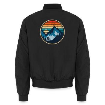 Sunset Ridge Mountain Ride - Unisex Bomber Jacket - black - Back - AI Model Male 185 light (185cm)