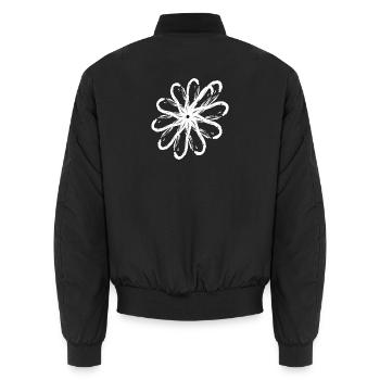 Pattern border effect flower white - Unisex Bomber Jacket - black - Back - AI Model Male 185 light (185cm)