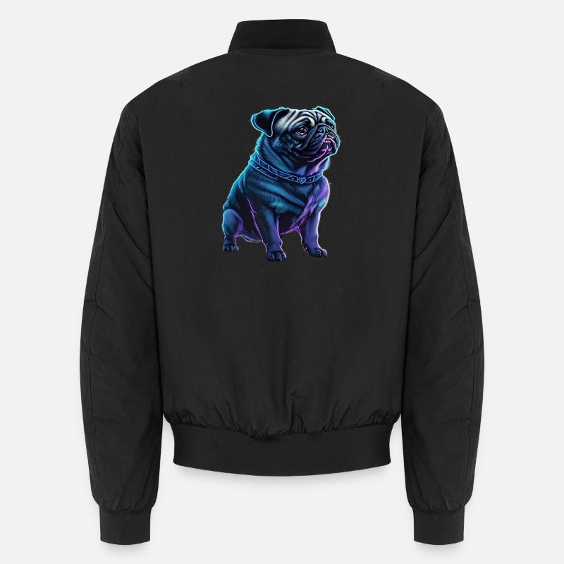 Futuristischer Neon-Mops - Unisex Bomberjacke - Schwarz