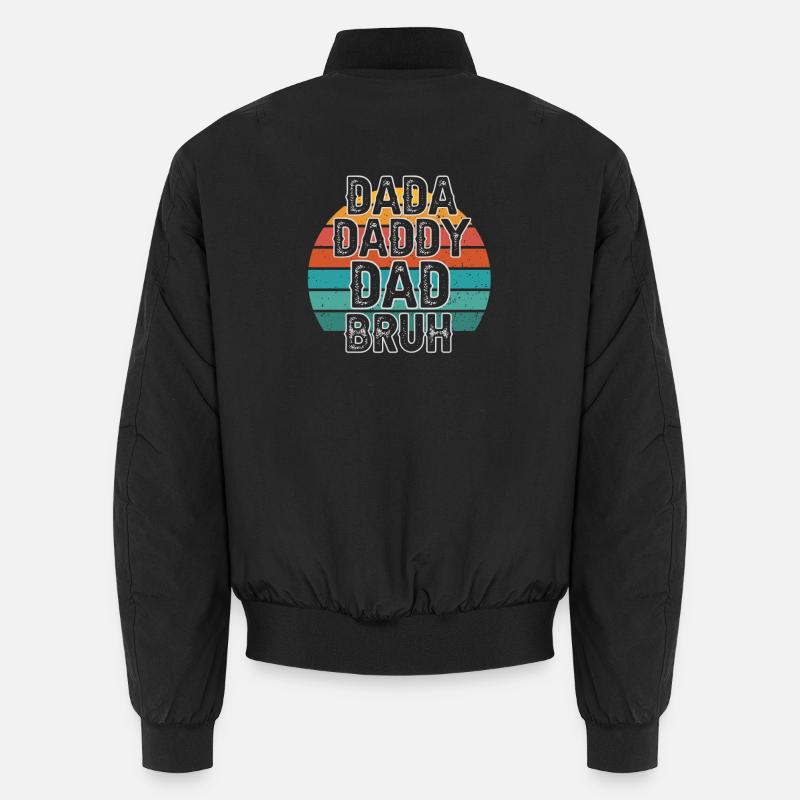 Retro 70s Design with Dada Dad Bruh Lettering Unisex Bomber Jacket
