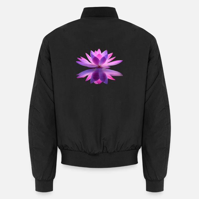 Nymphéas violet et rose avec effet miroir Bomber unisexe