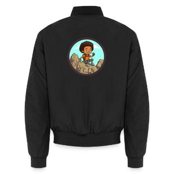 Afro Black Kid Young Girl Empowerment Girl - Unisex Bomber Jacket - black - Back - AI Model Male 185 light (185cm)