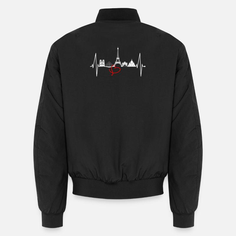 Paris Skyline Herzschlag Eiffelturm Frankreich Unisex Bomberjacke