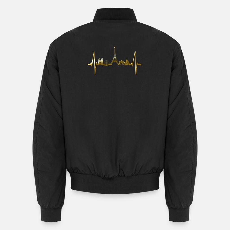 Paris Skyline Herzschlag Eiffelturm Frankreich Unisex Bomberjacke