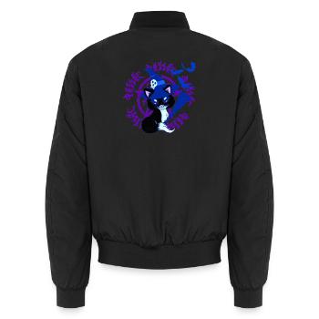 halloween outfit, kätzchen, pentagramme, Tochter - Unisex Bomberjacke - Schwarz - Hinten - AI Model Male 185 light (185cm)