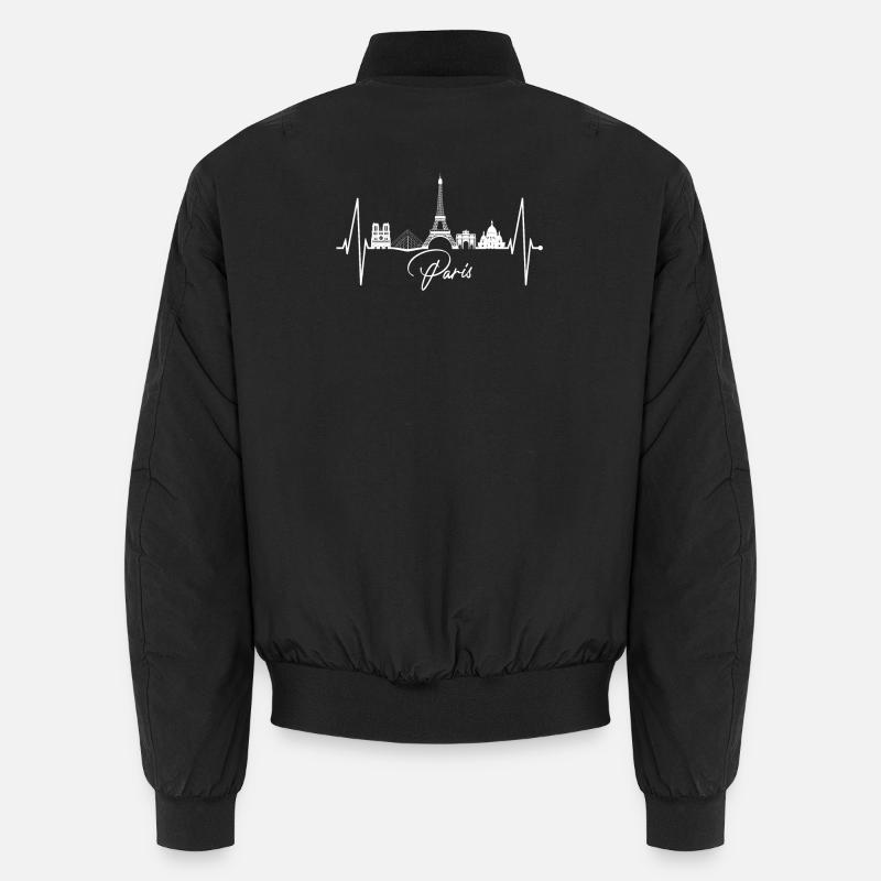Paris Skyline Herzschlag Eiffelturm Frankreich Unisex Bomberjacke