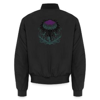 Distel lila Thistle - Unisex Bomberjacke - Schwarz - Hinten - AI Model Male 185 light (185cm)