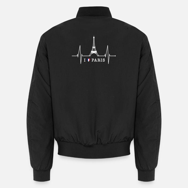 Paris Skyline Herzschlag Eiffelturm Frankreich Unisex Bomberjacke