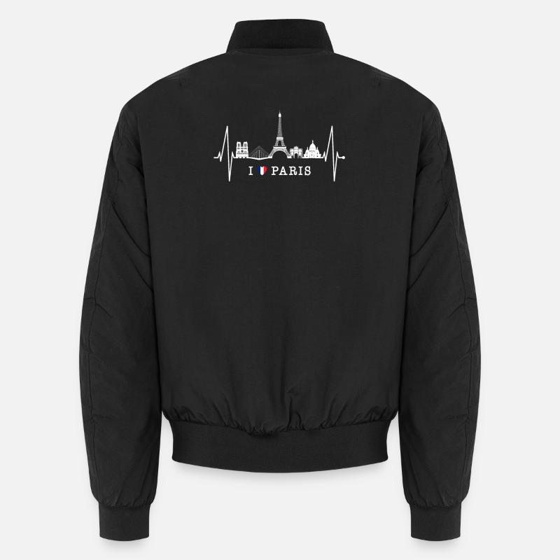 Paris Skyline Herzschlag Eiffelturm Frankreich - Unisex Bomberjacke - Schwarz