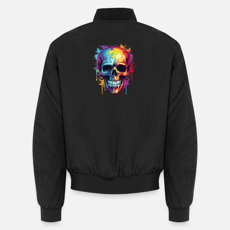 Psychedelic Rainbow Color Skull Unisex Bomber Jacket