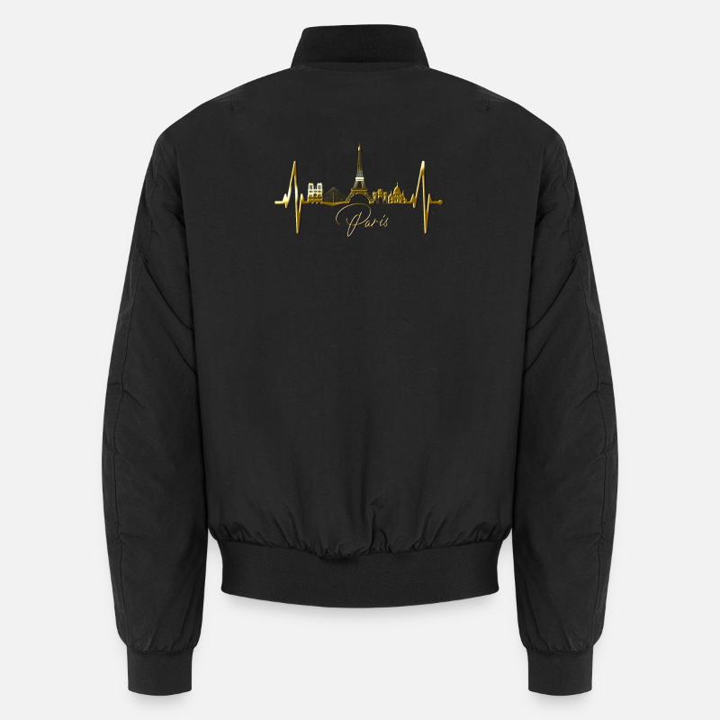 Paris Skyline Herzschlag Eiffelturm Frankreich - Unisex Bomberjacke - Schwarz