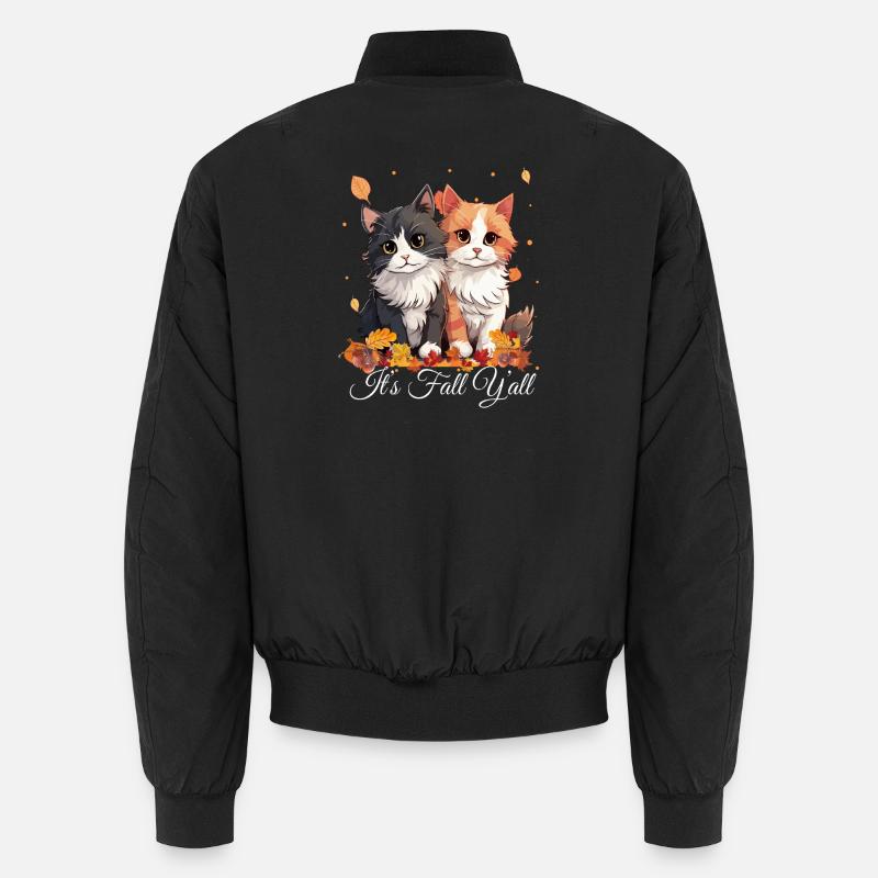 It's Fall Y'all Automne Chaton Feuilles Bomber unisexe