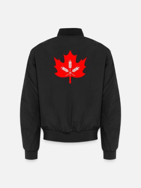 Canada maple leaf grain logo - Unisex Bomber Jacket - black