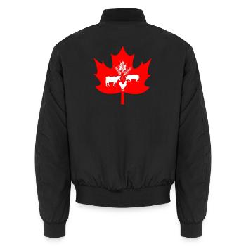 Canada maple leaf farm animals logo - Unisex Bomber Jacket - black - Back - AI Model Male 185 light (185cm)