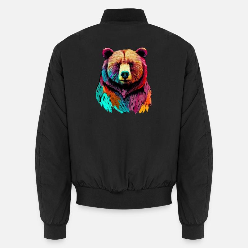 Bear - Unisex Bomber Jacket - black
