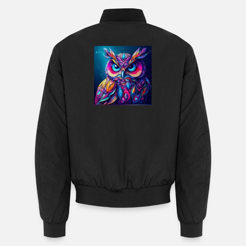 Owl - Unisex Bomber Jacket - black