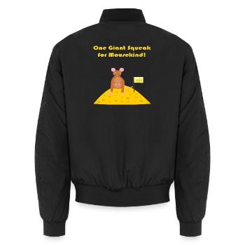 mouse on the moon Funny Sci Fi Fantasy Art - Unisex Bomber Jacket - black - Back - AI Model Male 185 light (185cm)
