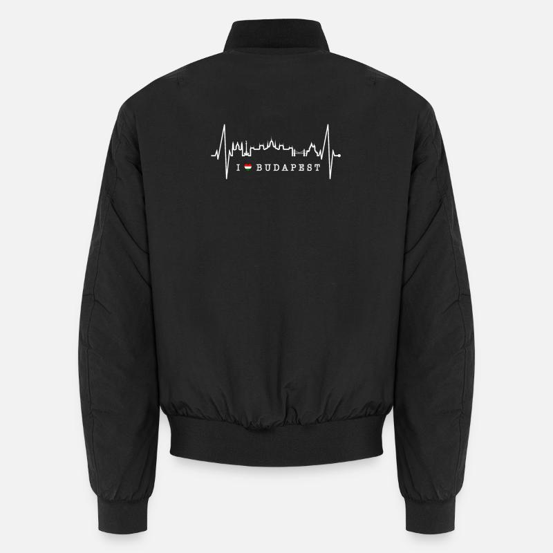Budapest Skyline Herzschlag Ungarn Herz Budapester Unisex Bomberjacke
