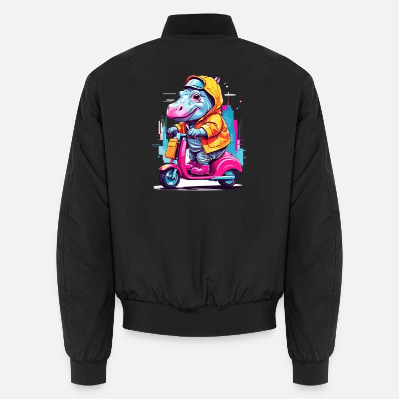 Hippopotamus on scooter Unisex Bomber Jacket