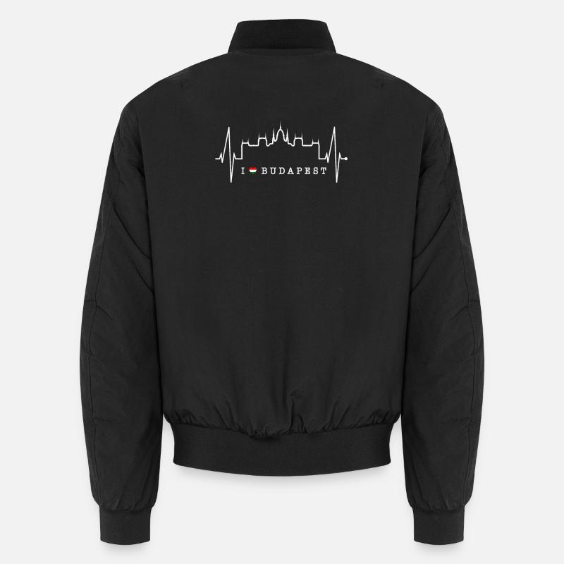 Budapest Skyline Herzschlag Ungarn Herz Budapester Unisex Bomberjacke