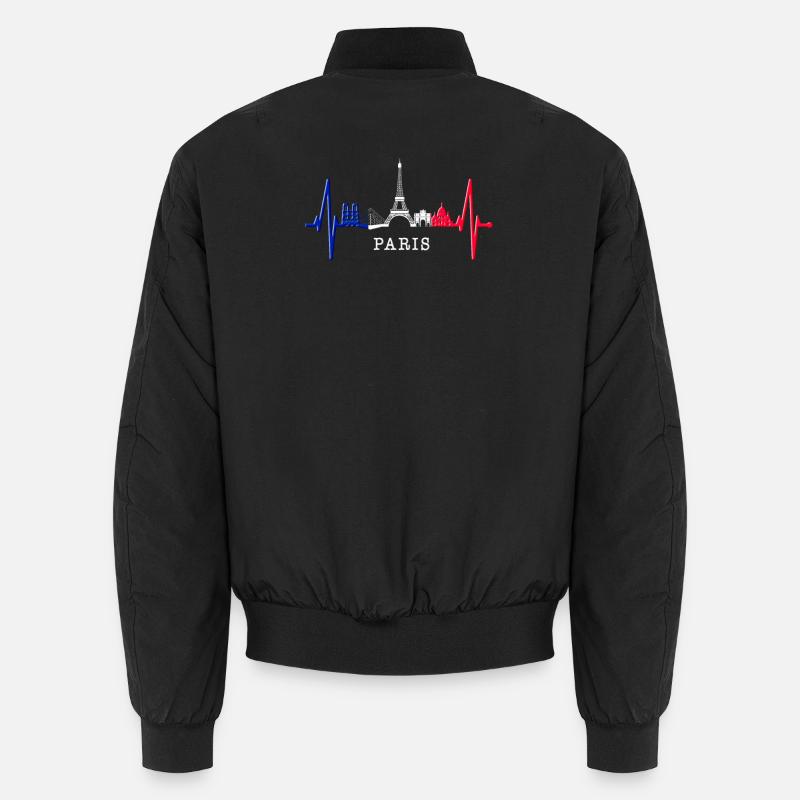 Paris Skyline Herzschlag Eiffelturm Frankreich Unisex Bomberjacke