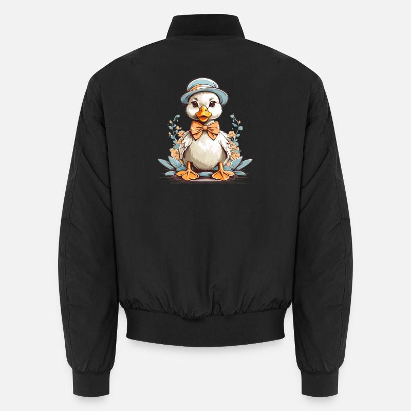 Duck with hat - Unisex Bomber Jacket - black