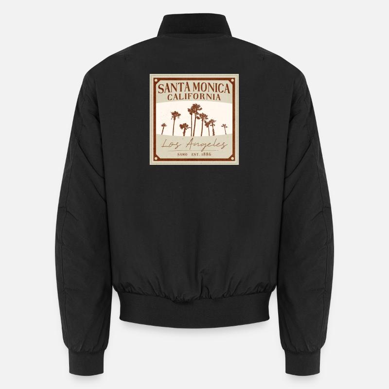 Santa Monica Retro Palm Trees - Unisex Bomber Jacket - black