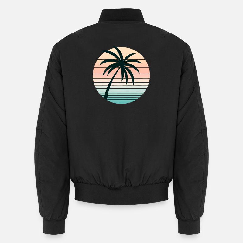 Synthwave Palme - Unisex Bomberjacke - Schwarz