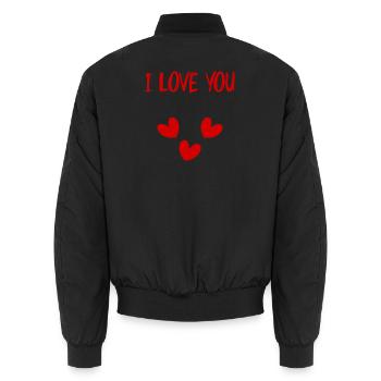 WEIHNACHTEN. JAHR. JAHRESTAG. RUHESTAND. FEST. HERZ. - Unisex Bomberjacke - Schwarz - Hinten - AI Model Male 185 light (185cm)