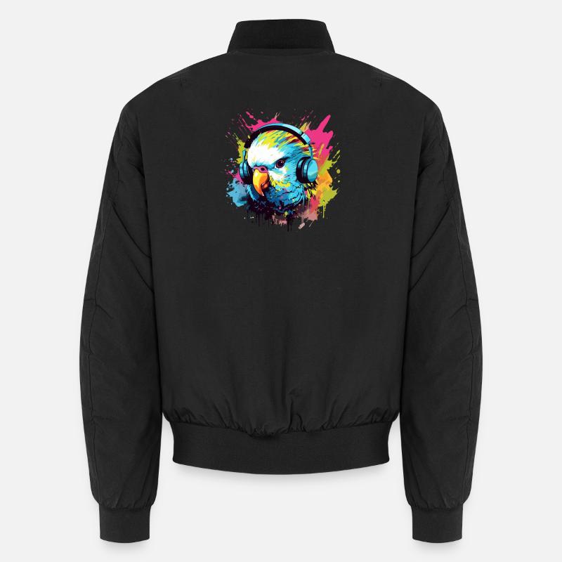 Wellensittich mit Kopfhörer Wellensittiche Vogel Unisex Bomberjacke