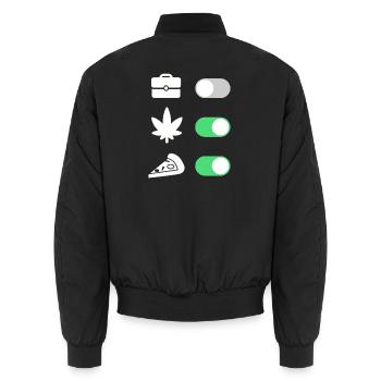 High on Life – Pizza & Chill, No Work - Unisex Bomberjacke - Schwarz - Hinten - AI Model Male 185 light (185cm)