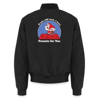 Funny Santa Claus - Unisex Bomber Jacket - black - Back - AI Model Male 185 light (185cm)