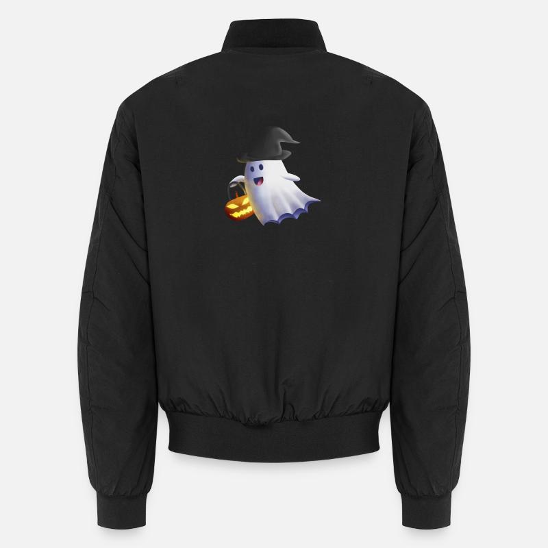 Ghost with Witch Hat and Jack-o'-Lantern Unisex Bomber Jacket