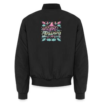 Wizard in Training - Unisex Bomber Jacket - black - Back - AI Model Male 185 light (185cm)