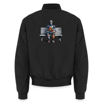 roboter bank blumen robot love rostig kunst - Unisex Bomberjacke - Schwarz - Hinten - AI Model Male 185 light (185cm)