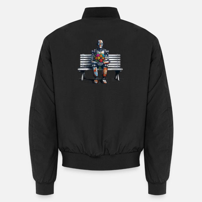 Robot banc fleurs Robot amour Art rouillé Bomber unisexe